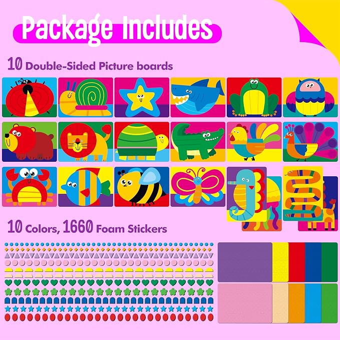 SpriteGru Foam Sticker Art Activity, 20 Animals