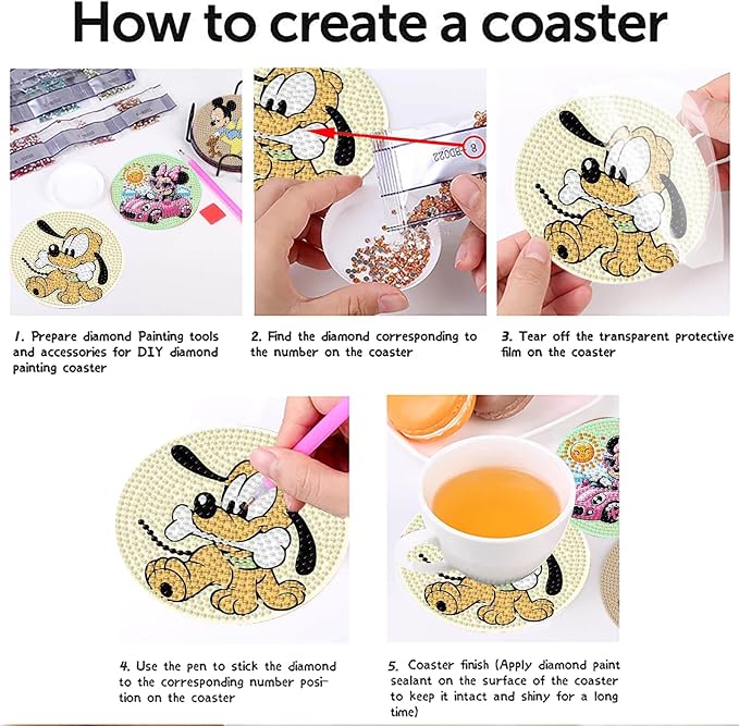 8 Pcs Cute Cartoon Diamond Art Coasters Kit