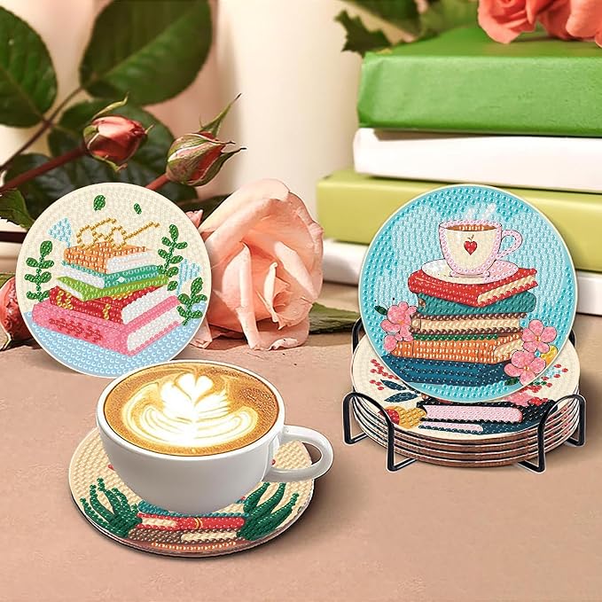 8 Pcs Book Diamond Art Coasters Kit