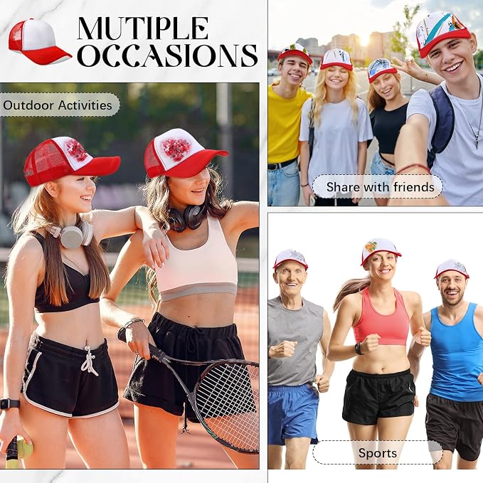 Vabean 24 Pack Sublimation Blank Cap Trucker Mesh Cap Unisex Plain Blank