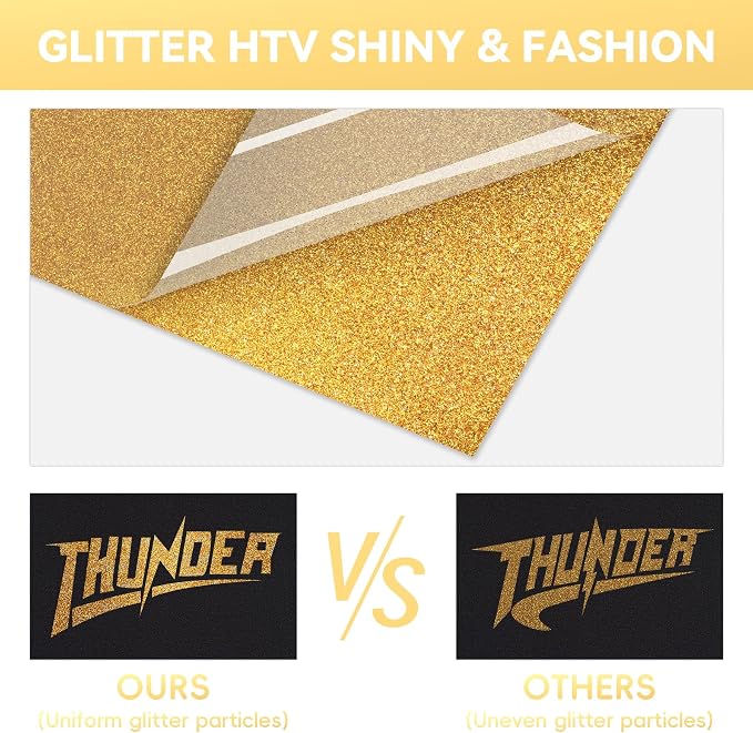 Aoder Gold Glitter HTV Vinyl