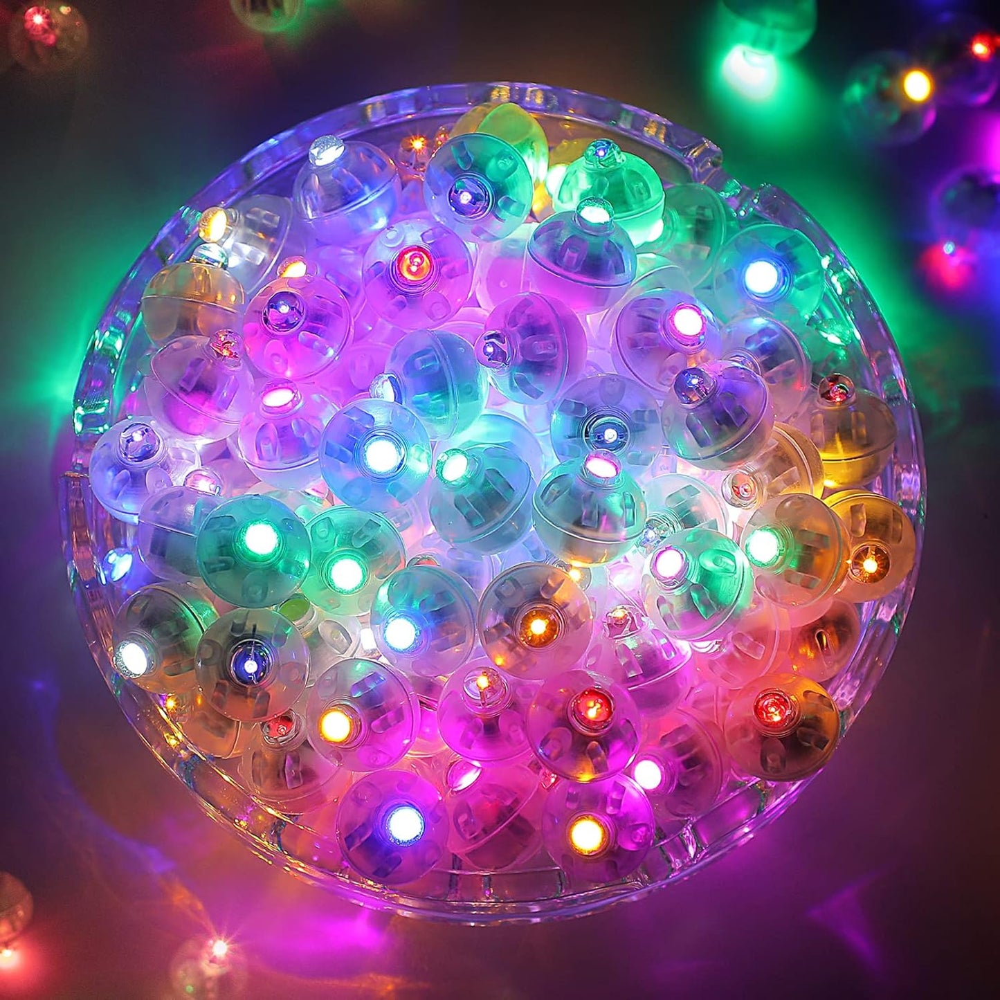 ZGWJ 50PCs Mini Led Lights, Flash Led Balloons Light up Balloons for Neon Party Lights, Paper Lanterns, Easter Eggs, Birthday Party, Wedding, Halloween, Christmas Decoration