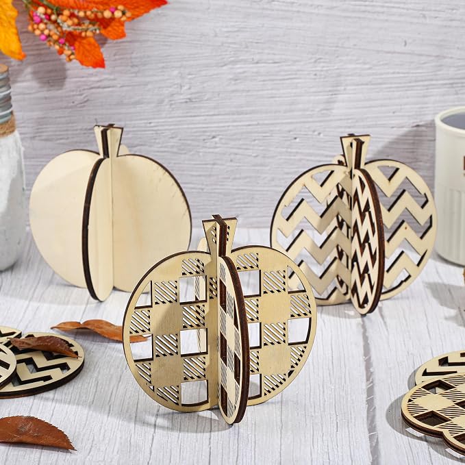 Huwena 36 Pcs Fall Crafts Set 24 Wooden Pumpkin Cutouts
