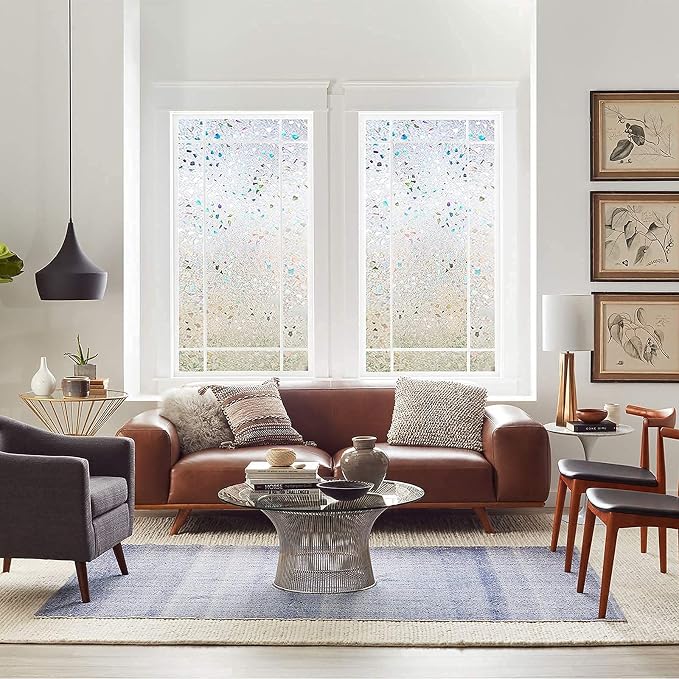Window Film Stained Glass Frosted Decoration Art Window Privacy Film Static