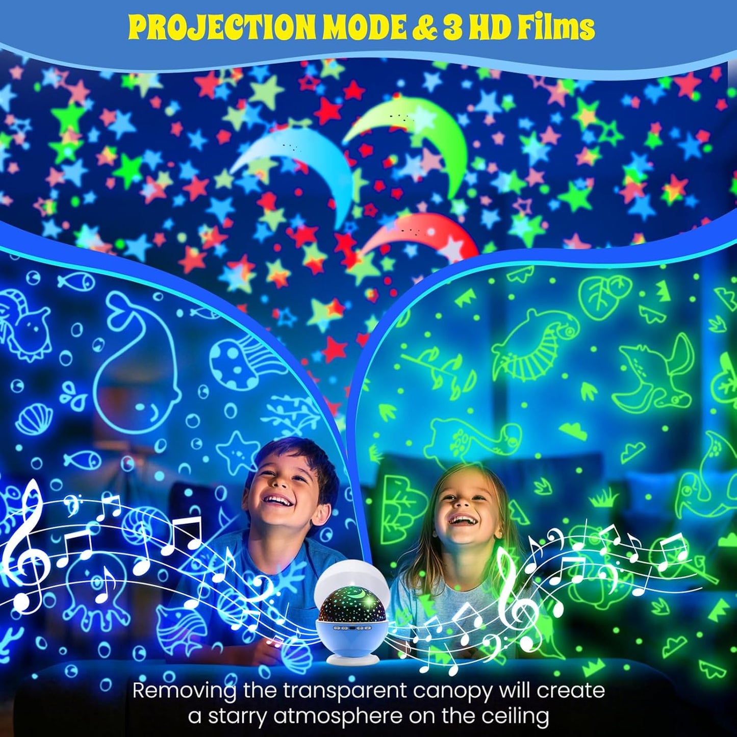 Night Light Projector, Night Light for Kids, Star Projector, 54 Light Color 360 Degree Rotation Kids Night light, Rechargeable Lamp for Bedroom, Light Projector Birthday Christmas Gifts for Boys Girls