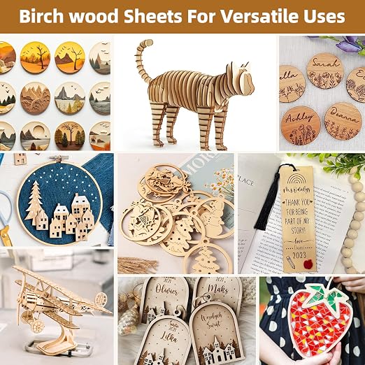 3 mm Baltic Birch Plywood 1/8 x 12 x 12 Inch, 4 Packs Craft Wood, Stronger Than