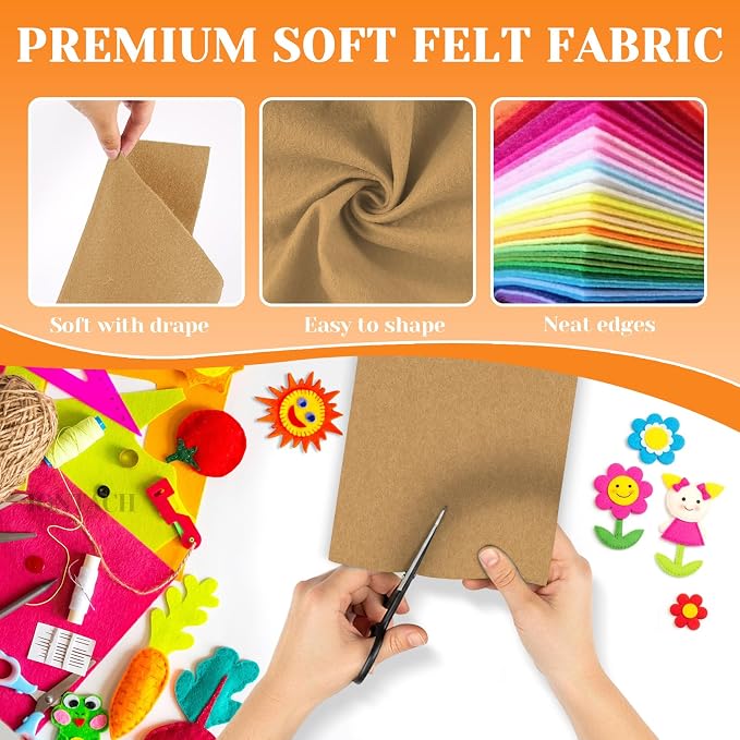 IONTACH 9" X 12" Felt Fabric Sheets 1.6mm Thick | Soft Felt