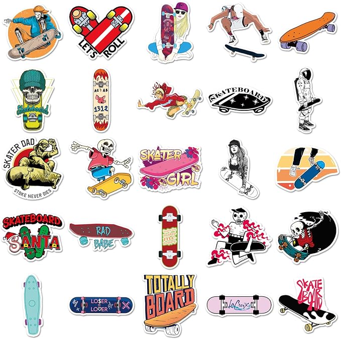Cool Skateboard Stickers, Vinyl Waterproof Sticker Packs Bulk