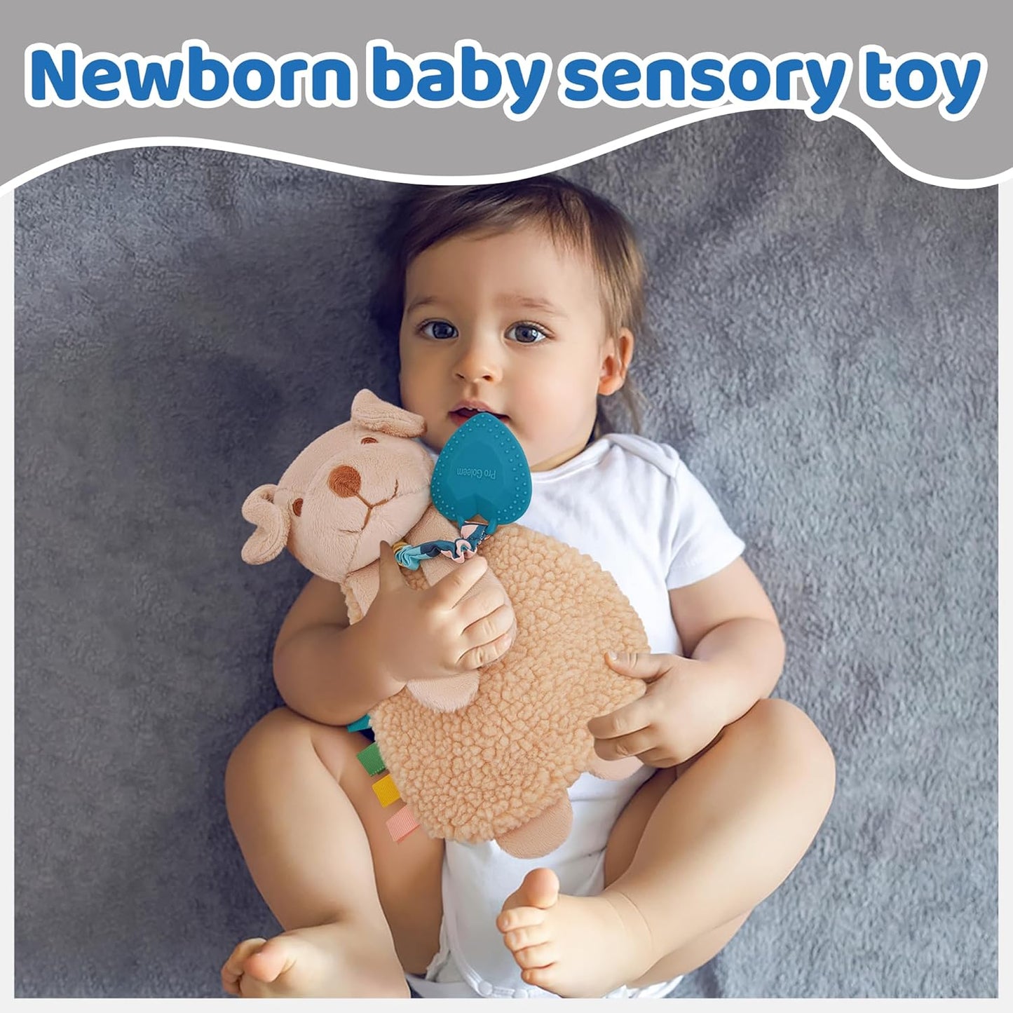 Pro Goleem Dog Loveys for Babies Girl and Boy, Baby Lovey with Teether, Baby Toys 0 3 6 9 12 Months, Safety Teething Toys for Babies Infant Newborn and Toddler Baby Gifts