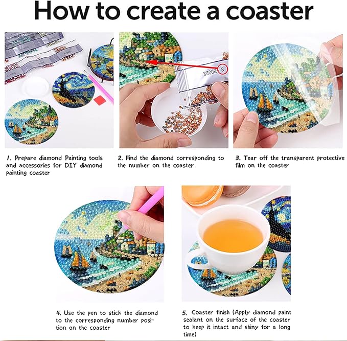 8 PCS Starry Sky Diamond Art Coasters Kit