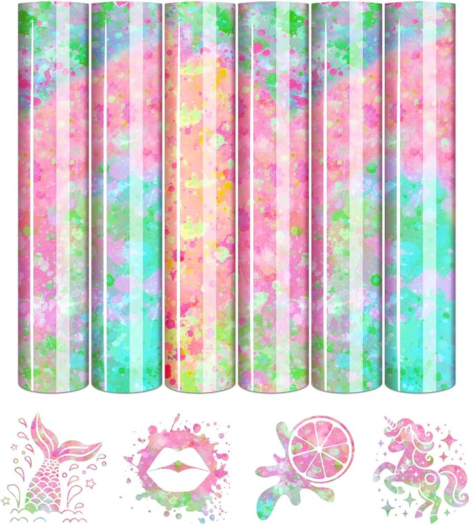 Tintnut Spring Color Splash Heat Transfer Vinyl, stretch washable, works