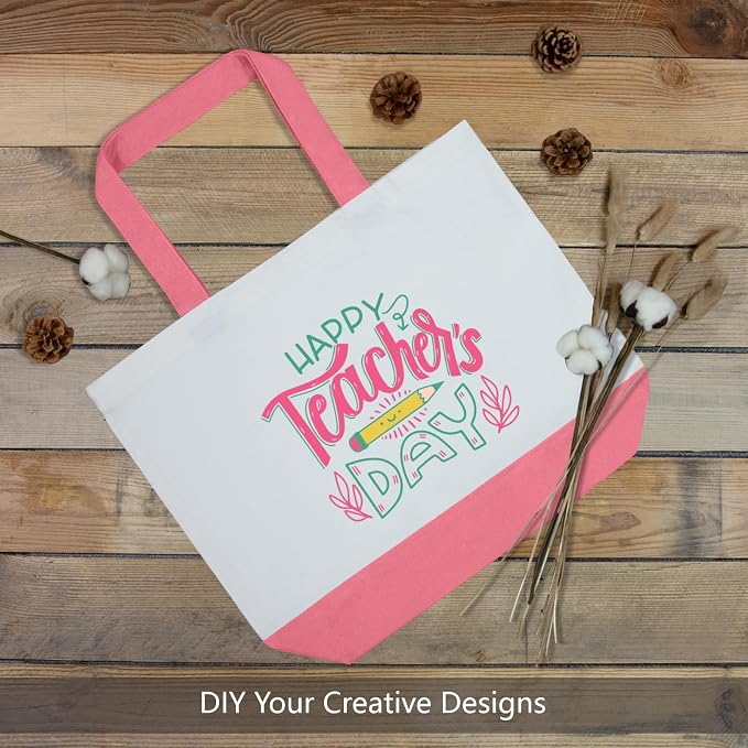 TOPDesign 3-Pack Super Strong Large 12oz Cotton Canvas Tote Bags, Reusable