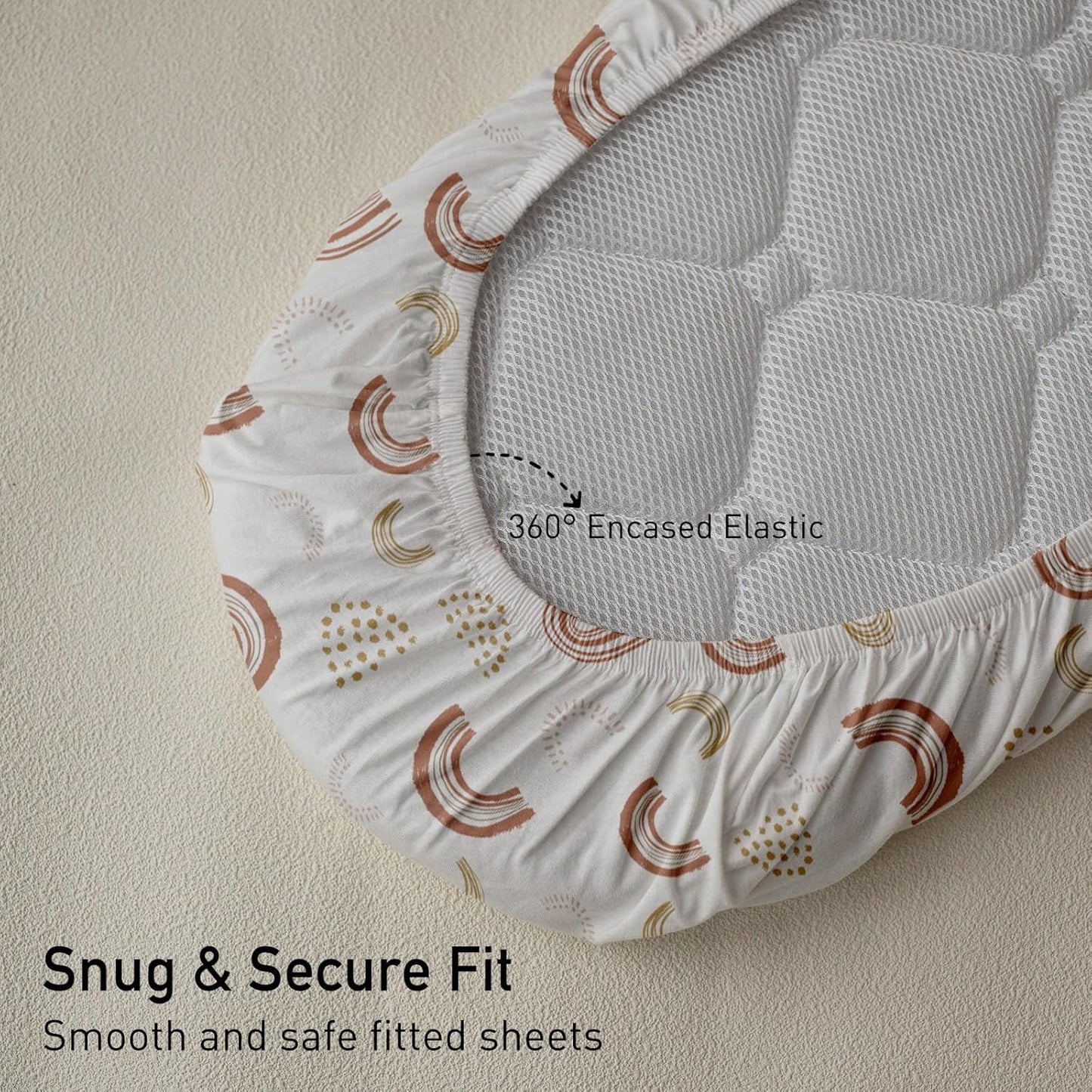 Gllquen Baby Bassinet Sheets 2 Pack, 100% Organic Cotton Bassinet Fitted Sheets for Girls Boys, Soft & Breathable Unisex Baby Mattress Sheet for Standard Bassinets 33"x17"(Khaki)