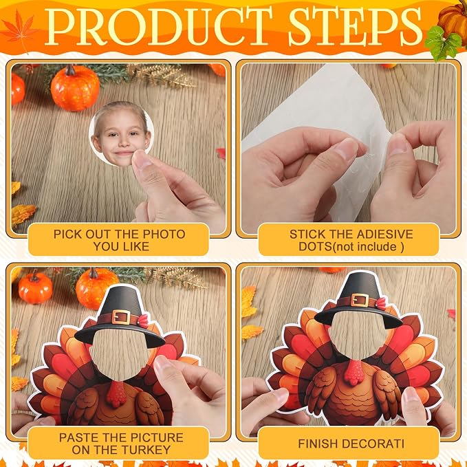 Gersoniel 72 Pcs Kid Fall Turkey Decor Fall Pumpkin Bulletin Board Cutout |