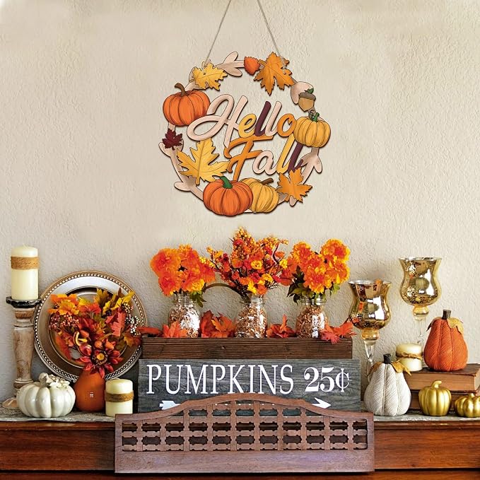 Unfinished Fall Wreaths Wood Crafts to Paint Set of 3, Unfinished Wood Cutouts