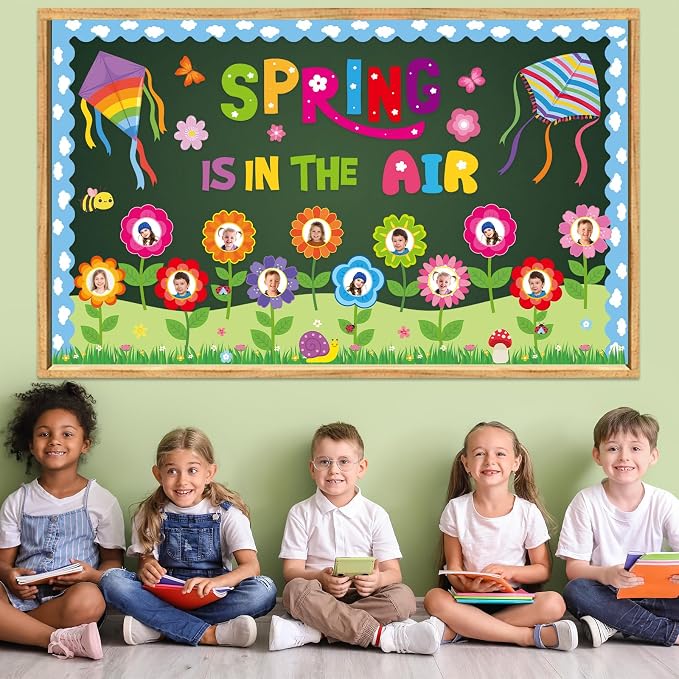 Spring is in The Air Bulletin Board Set Colorful Floral Butterfly Photo Craft