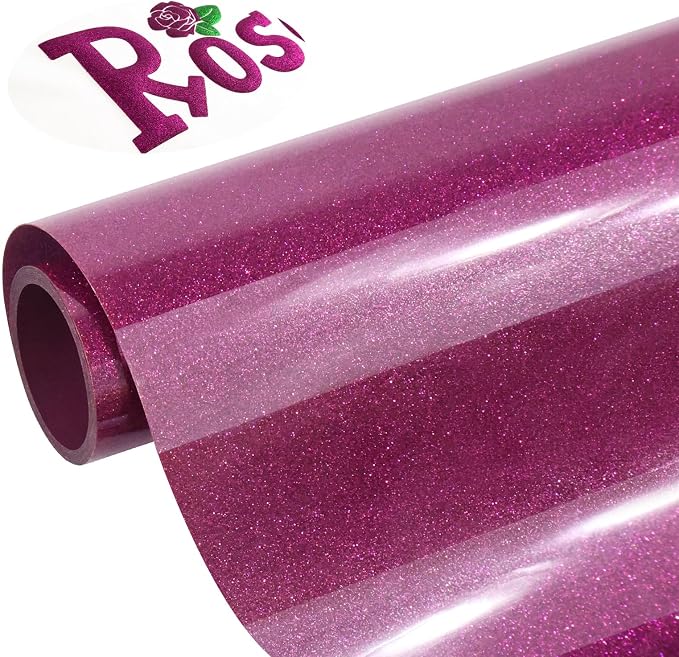Glitter Puff Vinyl Heat Transfer, Rose Red Puff HTV Iron on Vinyl 12" x5ft | 3D