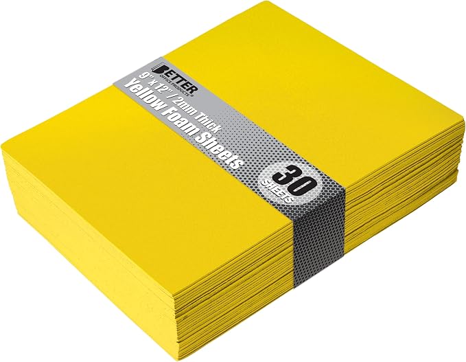 Better Office Products Yellow EVA Foam Sheets, 30 Pack, 2mm Thick, 9 x 12 Inch