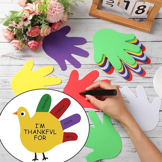 Ireer 48 Pcs Large Foam Hand Cutouts 6 Inch Assorted Color Handprint Die Cuts