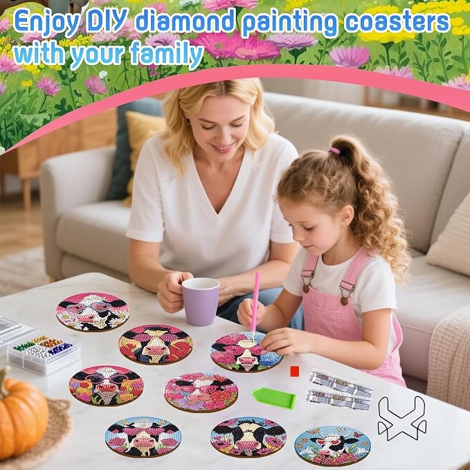 DOZEEZOP 8-Pack Diamond Art Coaster Kit