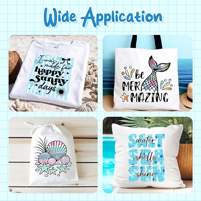HTVSTD Ocean Summer Heat Transfer Vinyl 8Sheets 12×10in Iron on Vinyl | Sea
