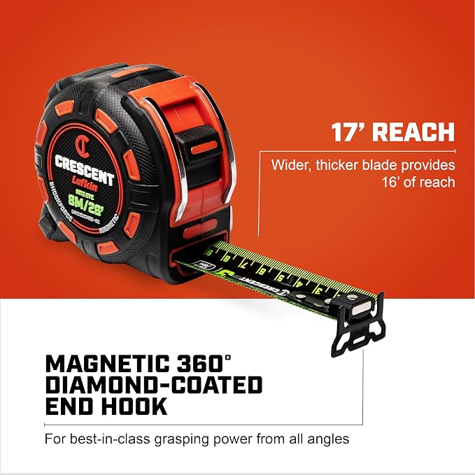 Crescent Lufkin 8 Meter / 25 Ft. SHOCKFORCE NITE EYE Magnetic Tape Measure |