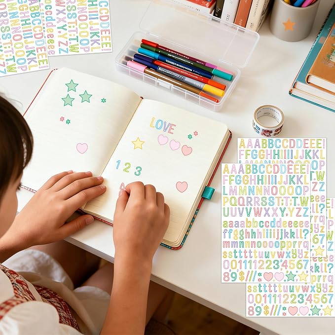 Letter Stickers 0.5 inch, Self-Adhesive Vinyl Waterproof ABC Letter Stickers