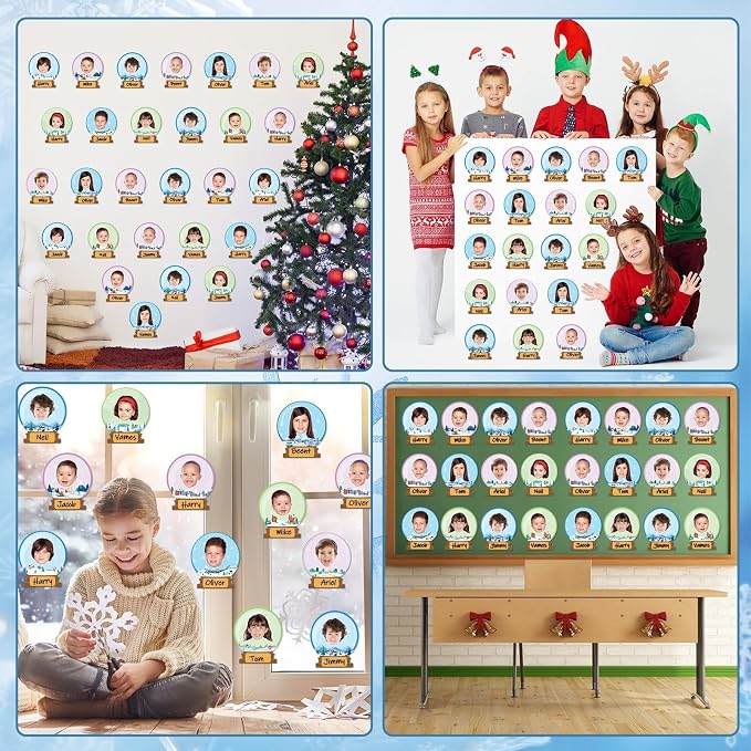 60pcs Winter Theme DIY Cutouts Snow Globe Bulletin Board Decoration Set