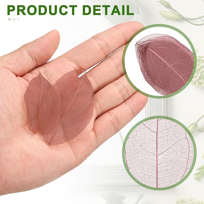 uxcell 100 Pcs Dark Pink Skeleton Leaves