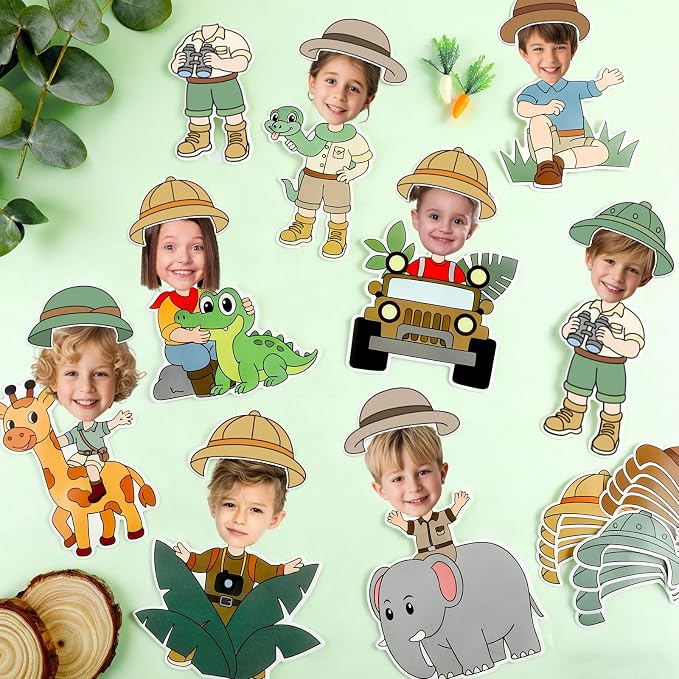 60pcs Jungle Safari Theme DIY Cutouts Jungle Animals Bulletin Board Decoration