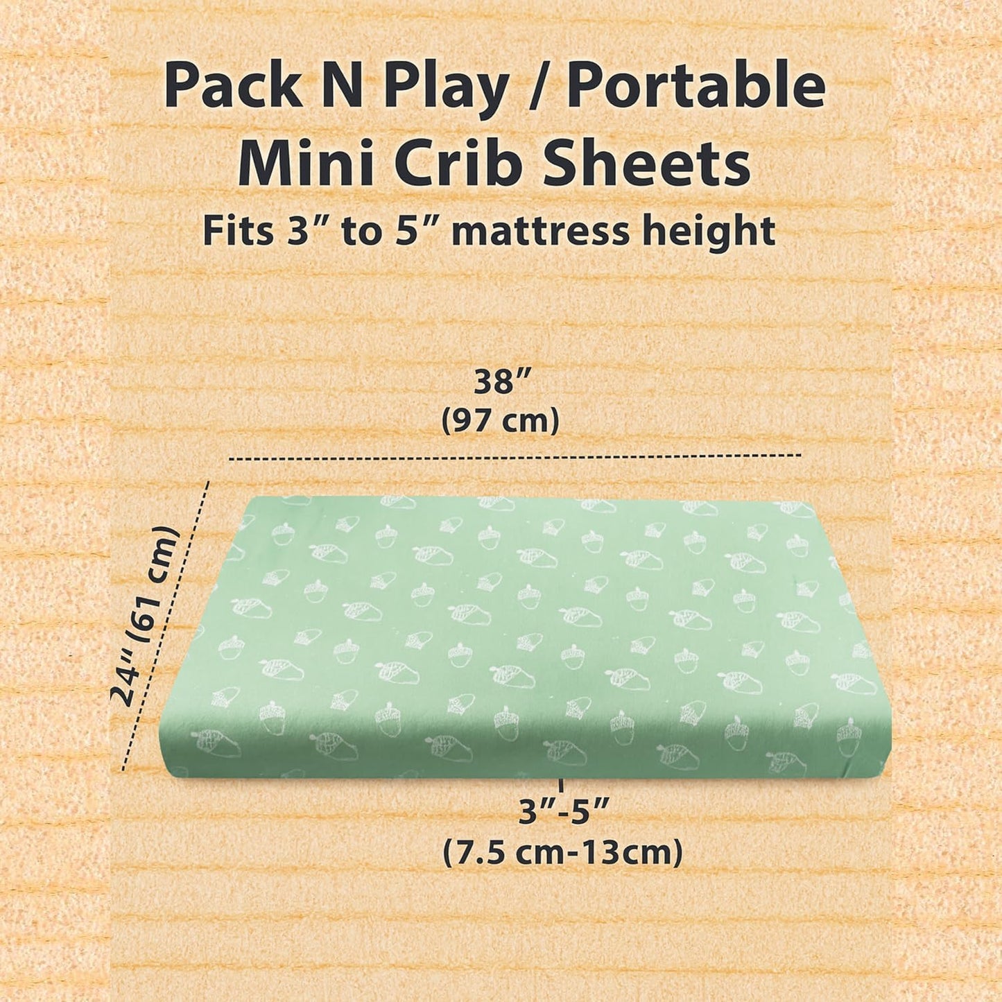 Bublo Baby 100% Organic Cotton 3 Pack and Play Sheets Fitted 38x24 – Soft Breathable Mini Crib Mattress Sheets for Baby, Portable Crib Sheets for Playpen or Travel Crib