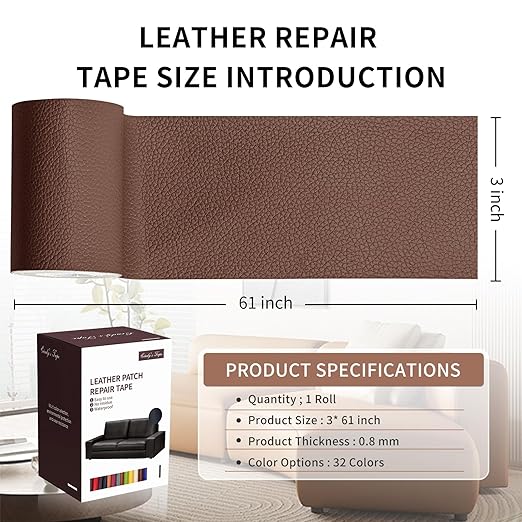 Leather Repair Patch Tape, Car Seat, Vinyl Leather Repair Kit