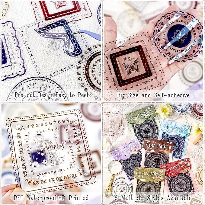 72Pcs Large Diecut PET Decorative Frames Stickers