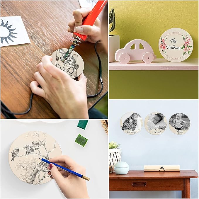 12Pcs 12 Inch Wood Circles for Crafts, Unfinished Blank Wooden Rounds Slice