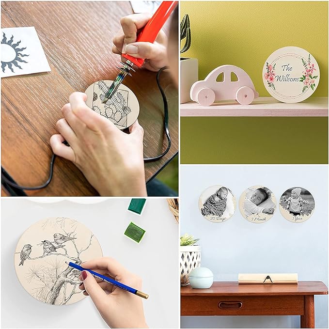 5Pcs 14 Inch Wood Circles for Crafts, Unfinished Blank Wooden Rounds Slice