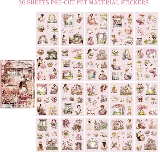 4 Book pet Scrapbooking Stickers Pre-Cut 480 PET Stickers People Sticker Books