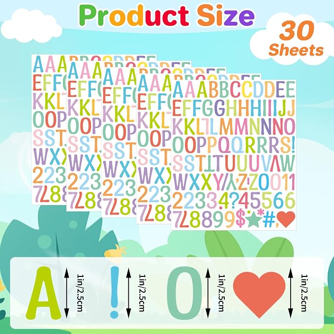 Letter Stickers 1 inch, Self-Adhesive Vinyl Waterproof ABC Letter Stickers