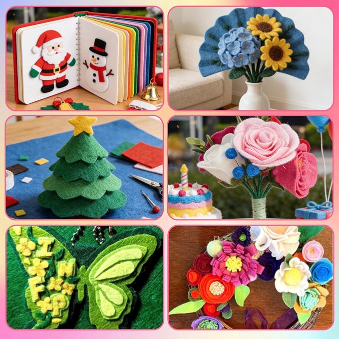 40 Pcs Felt Fabric Sheets 12 x 12 Inches Assorted Colors Felt Sheets