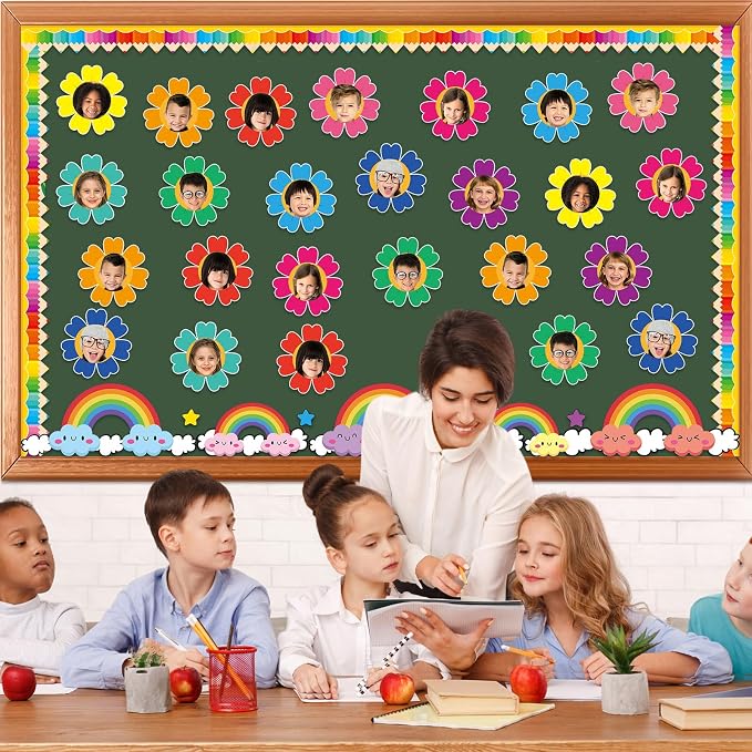 gisgfim 80Pcs Colorful Flower Cutouts Back to School Decorations Bulletin Board