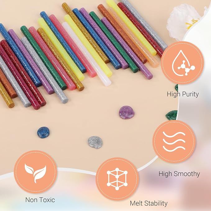 Gartful 120PCS Glitter Mini Hot Glue Sticks