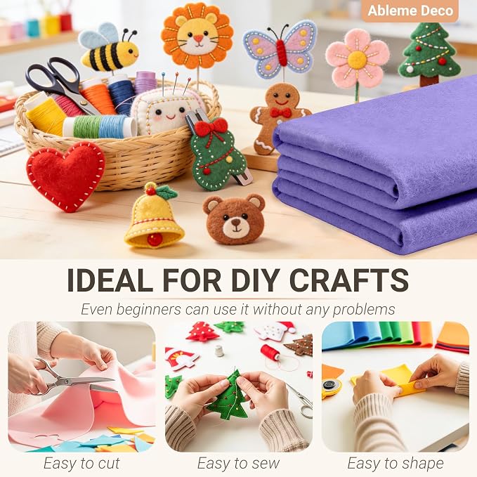 Felt Fabric Sheets 18" x 18" 1.6mm Soft Craft Felt, Lavender | Soft Precut Felt