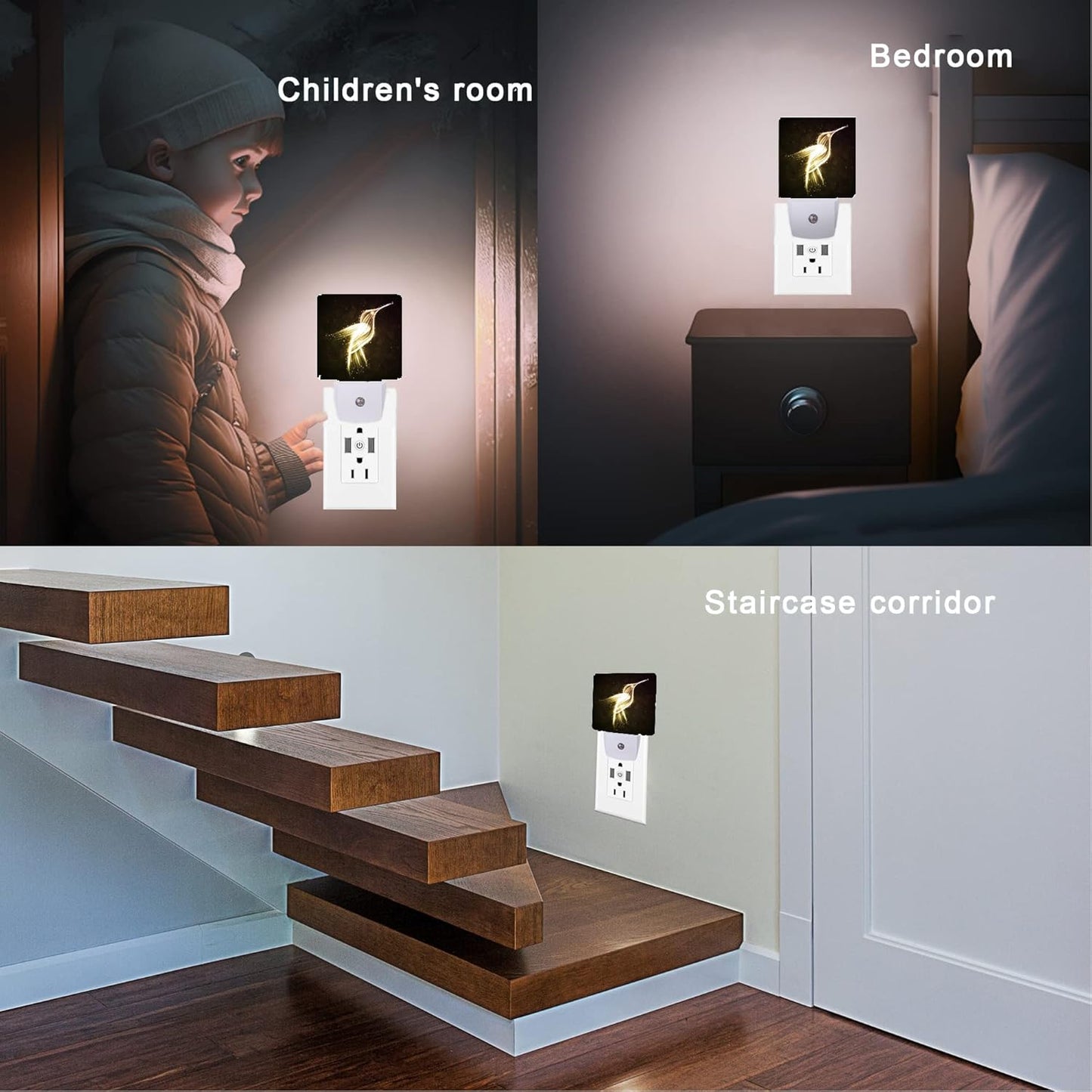 Hummingbird Night Light,Night Lights 0.5W Sleep Friendly for Women/Men Led Night Light Dusk to Dawn Sensor Nightlight for Stairway/Hallway/Kitchen