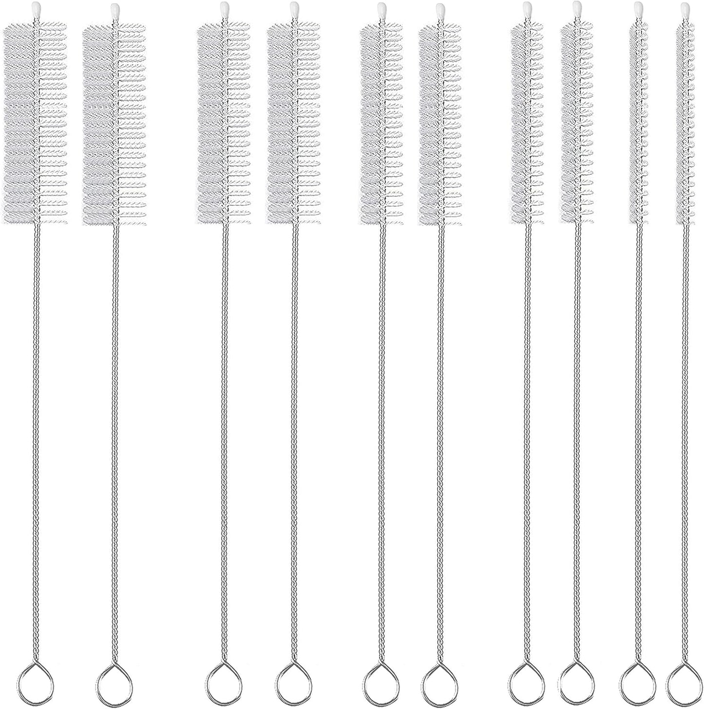 Straw Cleaner Brush Long 10 inch, 10-PCS Straw Brush of Bristles Diameter (5+8+12+16+20mm) for Cleaning Reusable Straws, Sippy Cup, Water Bottles, Tumblers, Tubes Clear Color