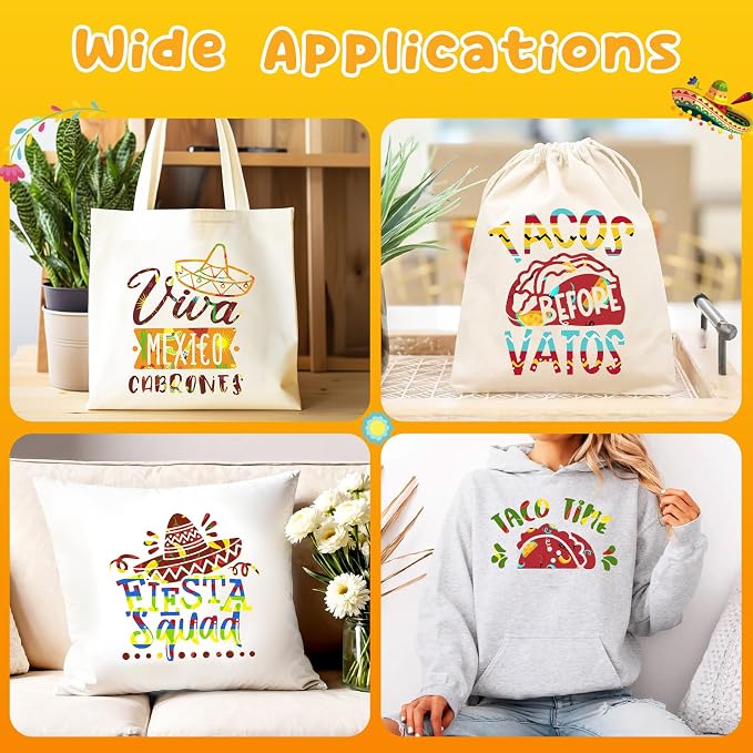 Tintnut Colorful Mexican Heat Transfer Vinyl, easy cut & weed, stretch washable