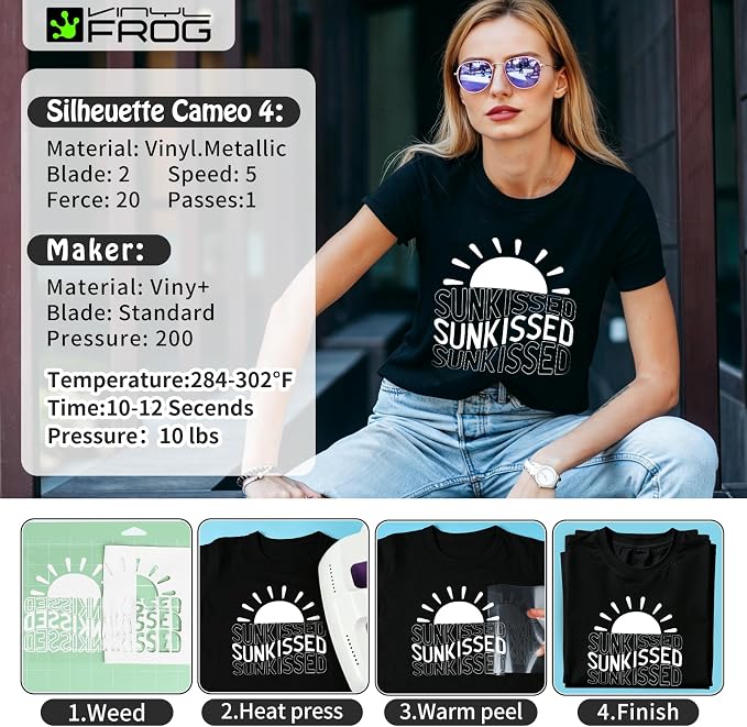 VINYL FROG White Heat Transfer Vinyl Roll 12" x5ft Matte HTV Vinyl | White Iron
