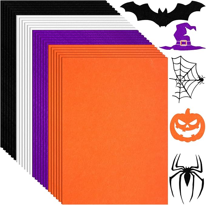 24 Piece Halloween Felt Fabric Sheets