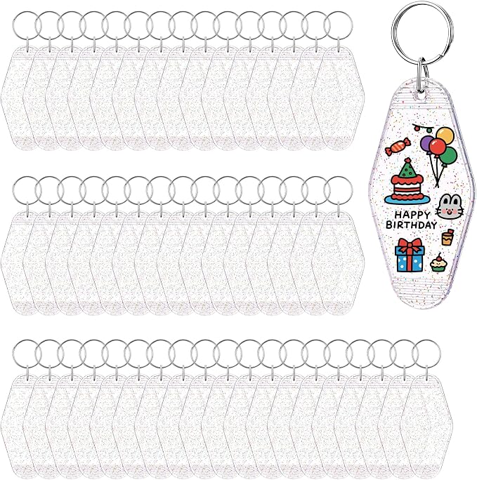 Yoption 50pcs Blank Motel Keychain Bulk