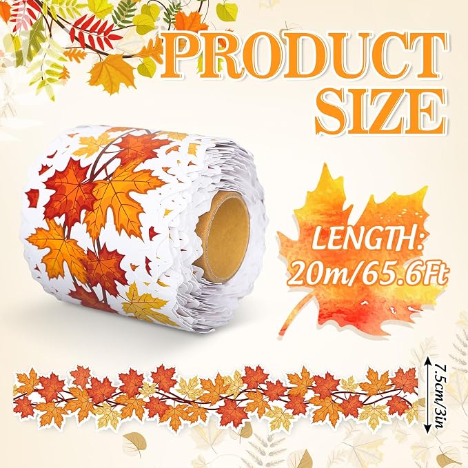 FYSUIMU 65.6 Ft Fall Thanksgiving Bulletin Board Borders Maple Leaves Vine Die