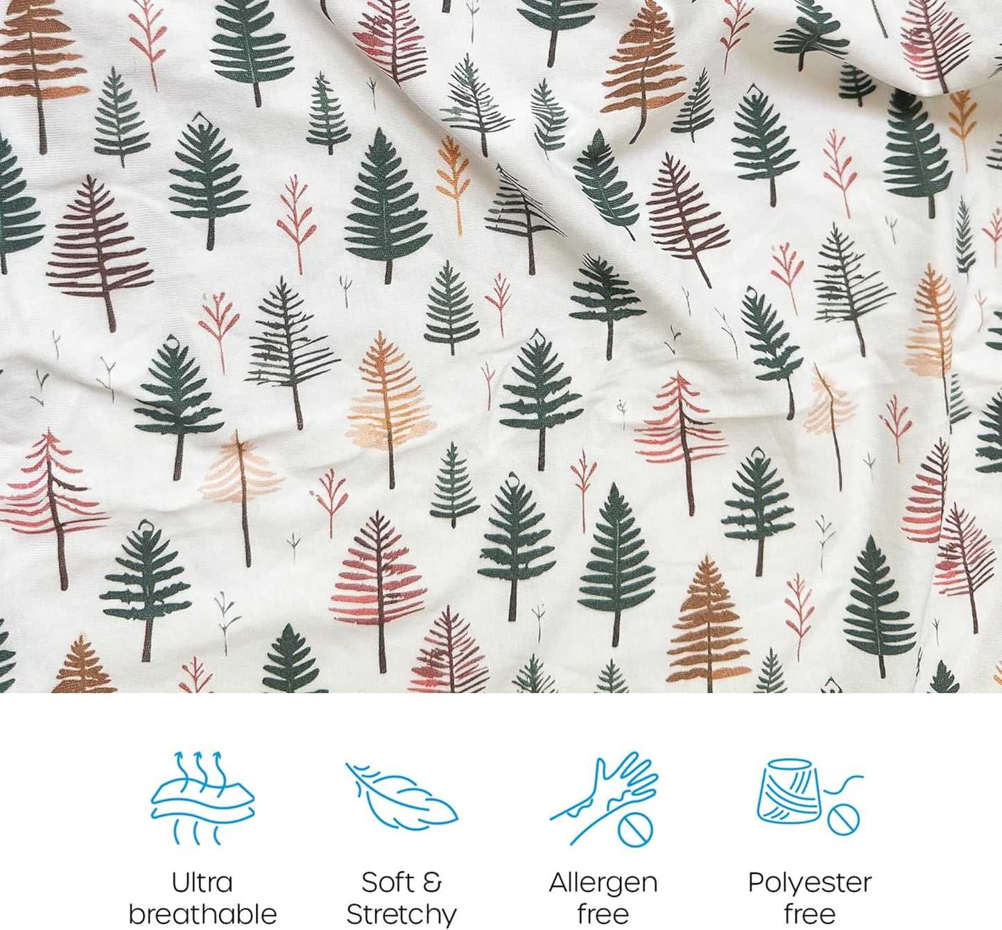 Quiggly Travel Crib Sheets for Guava Lotus, 2 Pack Organic Cotton Jersey Knit, Vibrant Forrest & Tree Patterns - Fits Travel Crib Mattresses for Boys & Girls