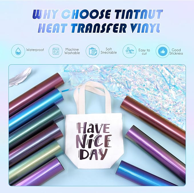 Tintnut Chameleon Heat Transfer Vinyl, 9 Sheets 12×10in Iron on Vinyl |
